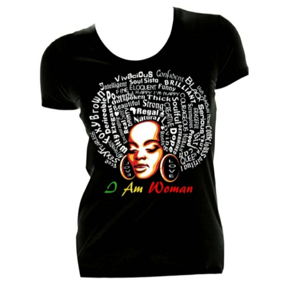 I AM WOMAN Black Fitted Crew Neck Tshirt